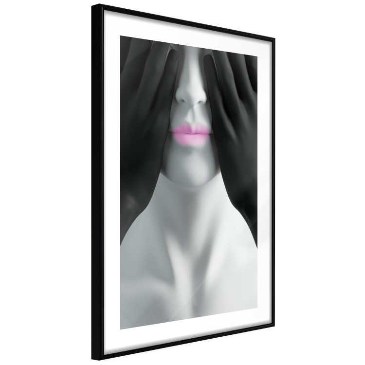 Wall Poster Mannequin - black and white abstraction with a woman's face with pink lips 117017 additionalImage 14