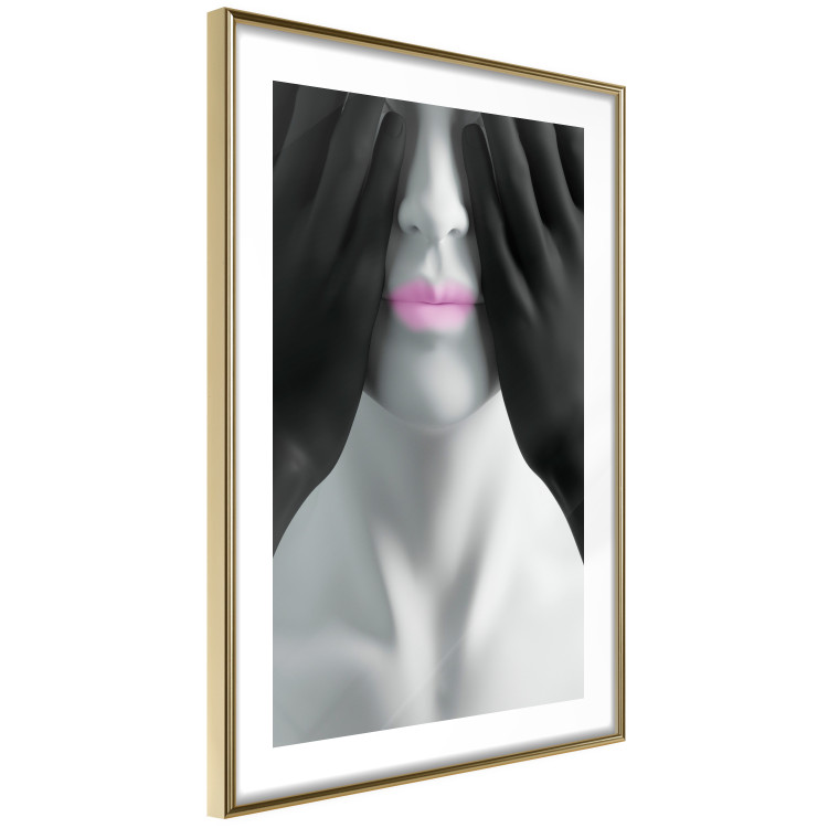 Wall Poster Mannequin - black and white abstraction with a woman's face with pink lips 117017 additionalImage 10