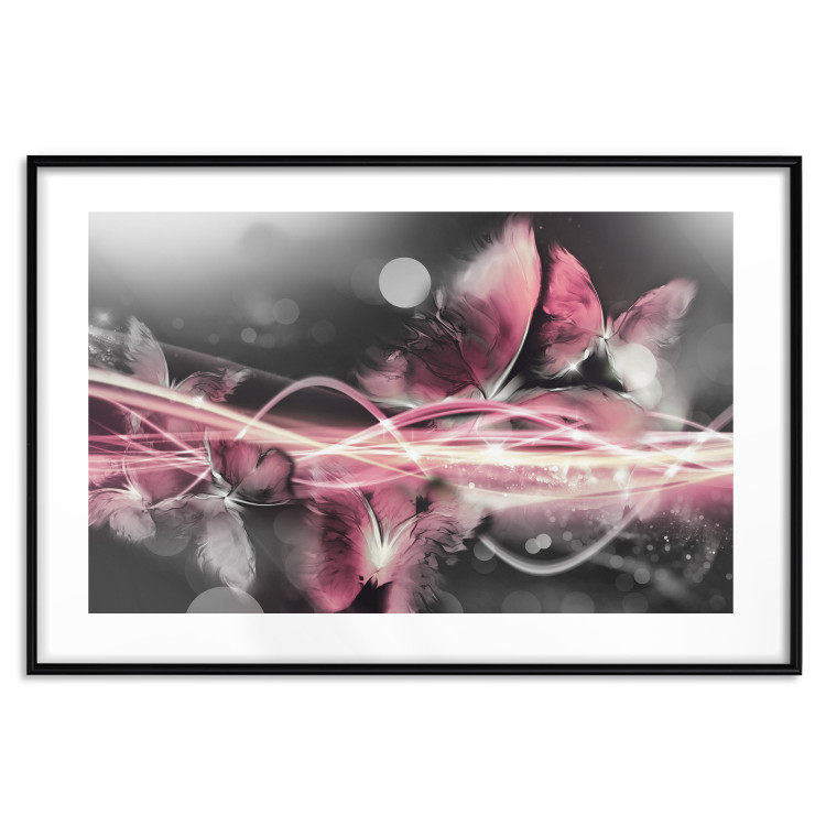 Wall Poster Flame of Butterflies - radiant abstraction with silver and pink insects 118417 additionalImage 15
