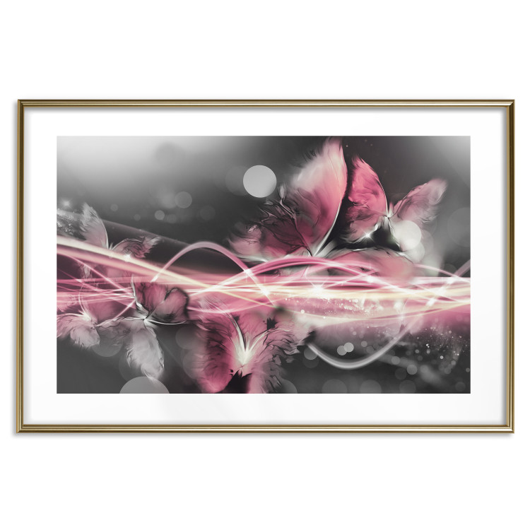 Wall Poster Flame of Butterflies - radiant abstraction with silver and pink insects 118417 additionalImage 14