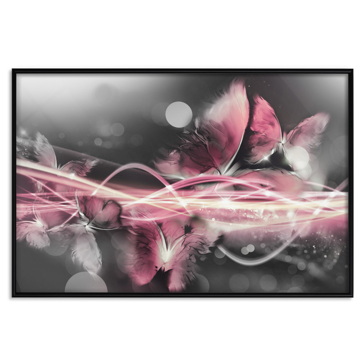 Wall Poster Flame of Butterflies - radiant abstraction with silver and pink insects 118417 additionalImage 18