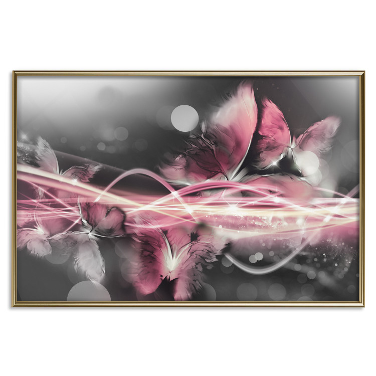 Wall Poster Flame of Butterflies - radiant abstraction with silver and pink insects 118417 additionalImage 16