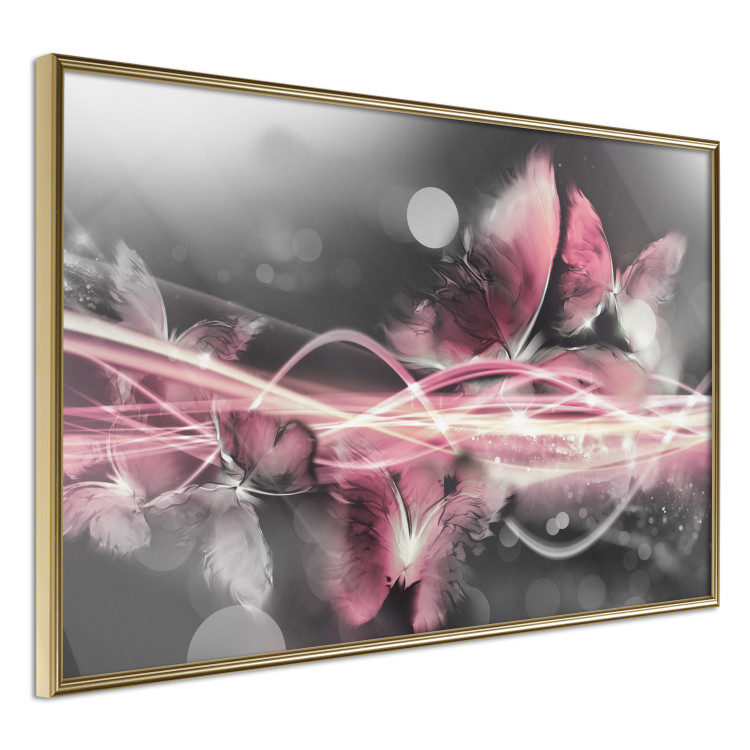 Wall Poster Flame of Butterflies - radiant abstraction with silver and pink insects 118417 additionalImage 12
