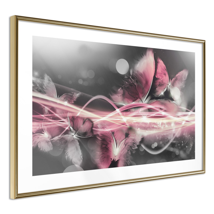 Wall Poster Flame of Butterflies - radiant abstraction with silver and pink insects 118417 additionalImage 6