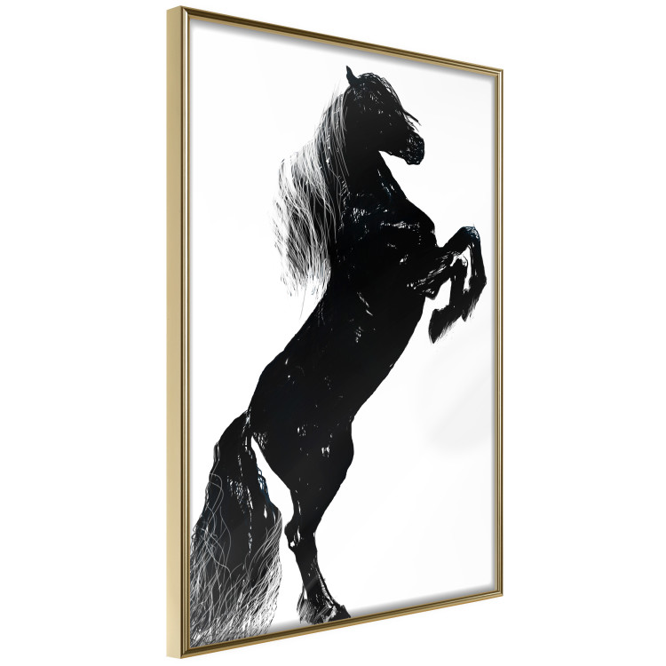 Poster Black Horse - black and white composition with the silhouette of a standing animal 118917 additionalImage 12