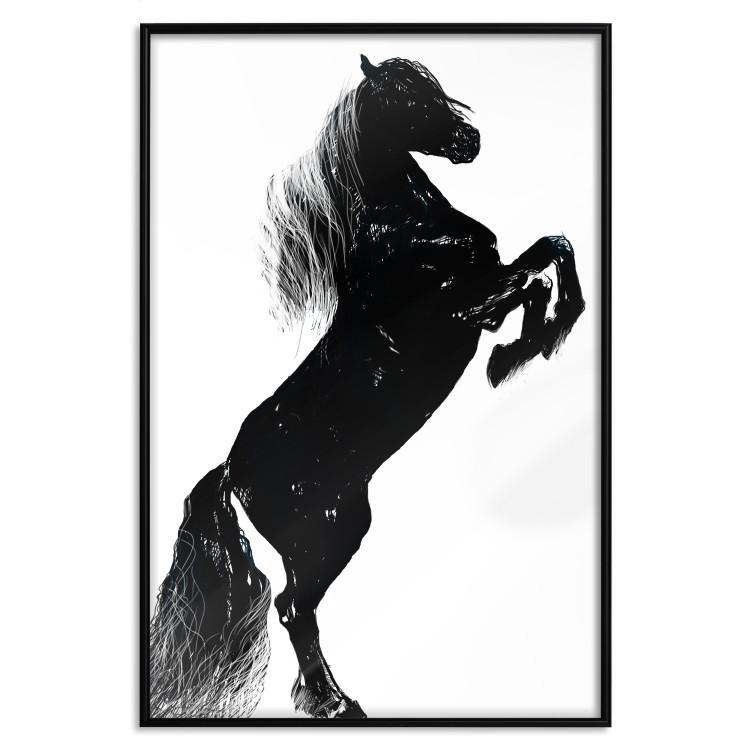 Poster Black Horse - black and white composition with the silhouette of a standing animal 118917 additionalImage 18