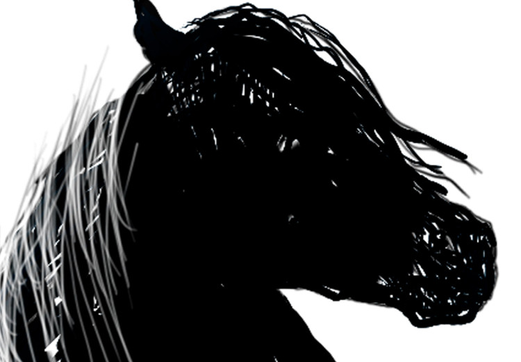 Poster Black Horse - black and white composition with the silhouette of a standing animal 118917 additionalImage 9