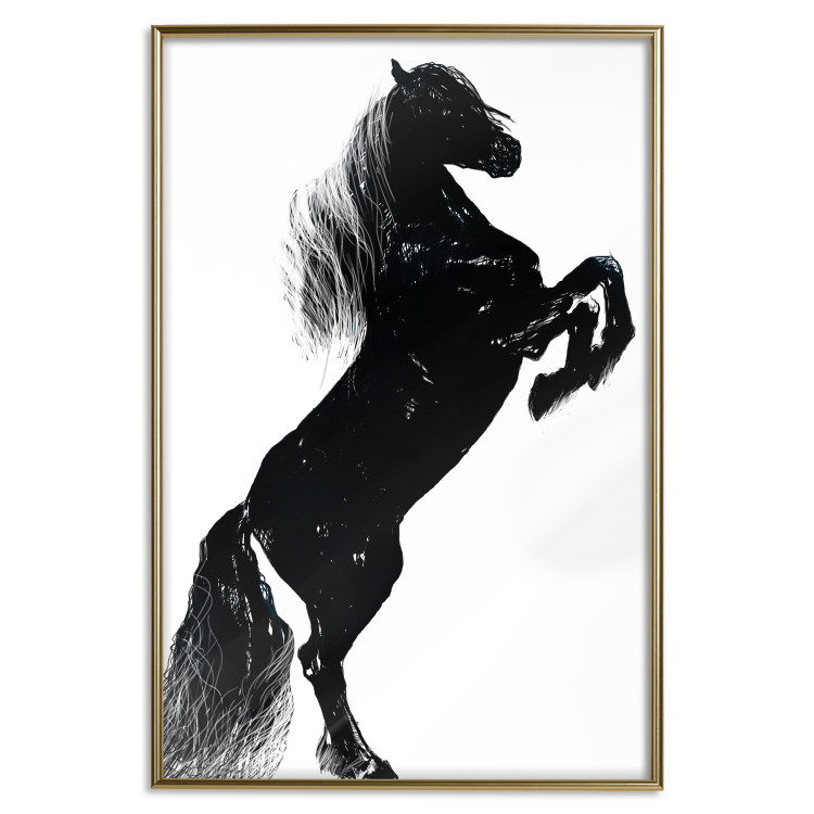 Poster Black Horse - black and white composition with the silhouette of a standing animal 118917 additionalImage 16