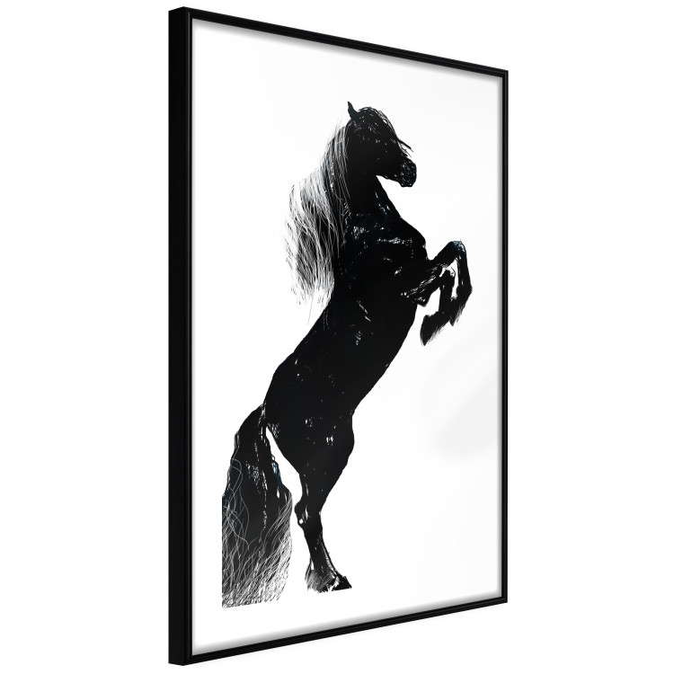 Poster Black Horse - black and white composition with the silhouette of a standing animal 118917 additionalImage 11