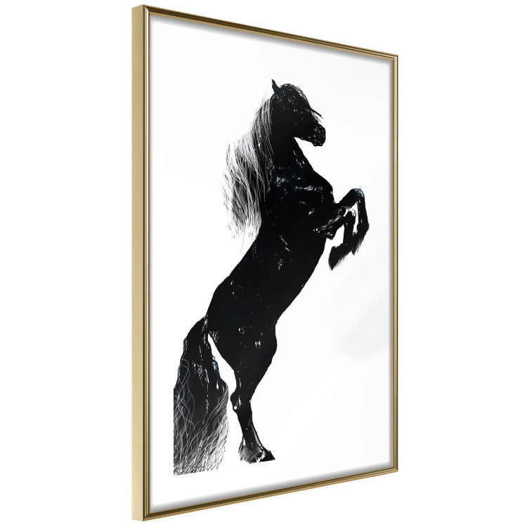 Poster Black Horse - black and white composition with the silhouette of a standing animal 118917 additionalImage 6