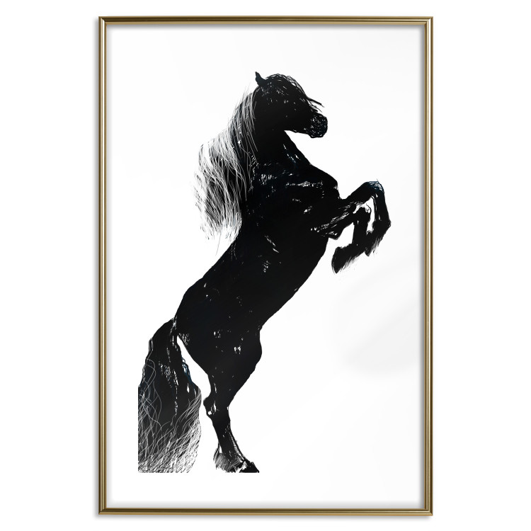Poster Black Horse - black and white composition with the silhouette of a standing animal 118917 additionalImage 14
