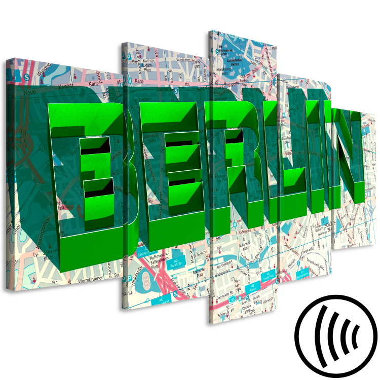 Canvas Art Print Green capital - 3D Berlin inscription on the colorful city map 122217 additionalImage 6