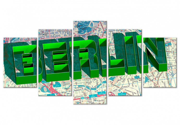 Canvas Art Print Green capital - 3D Berlin inscription on the colorful city map 122217