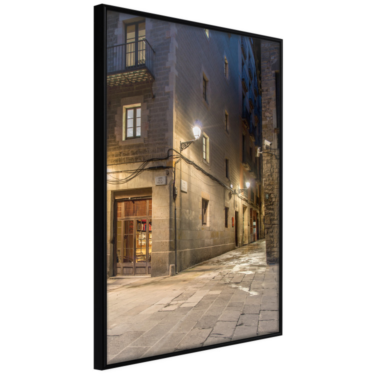Poster Charming Alley - illuminated architecture of stone buildings at night 123617 additionalImage 9