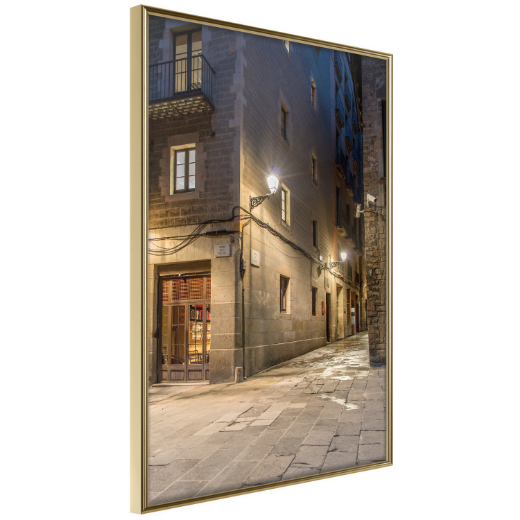 Poster Charming Alley - illuminated architecture of stone buildings at night 123617 additionalImage 10