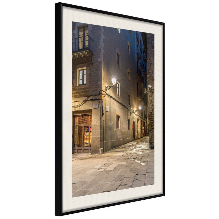 Poster Charming Alley - illuminated architecture of stone buildings at night 123617 additionalImage 3