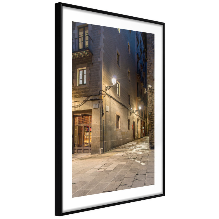 Poster Charming Alley - illuminated architecture of stone buildings at night 123617 additionalImage 10