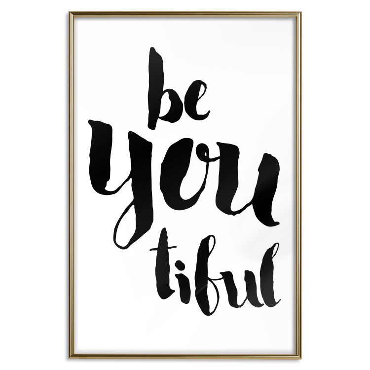 Poster Be-you-tiful - simple black and white composition with English quotes 128917 additionalImage 21