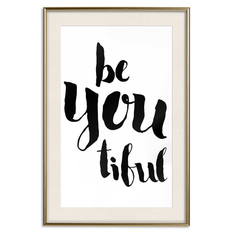 Poster Be-you-tiful - simple black and white composition with English quotes 128917 additionalImage 20
