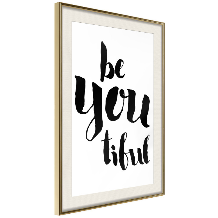 Poster Be-you-tiful - simple black and white composition with English quotes 128917 additionalImage 3