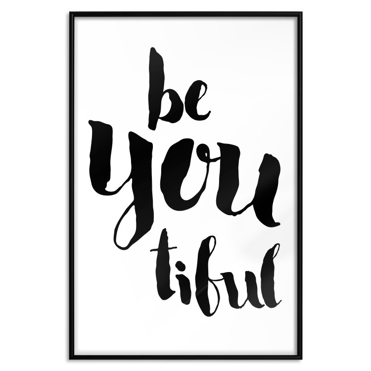 Poster Be-you-tiful - simple black and white composition with English quotes 128917 additionalImage 18
