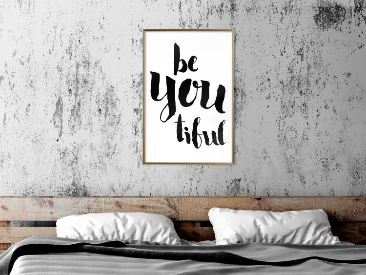 Poster Be-you-tiful - simple black and white composition with English quotes 128917 additionalImage 7