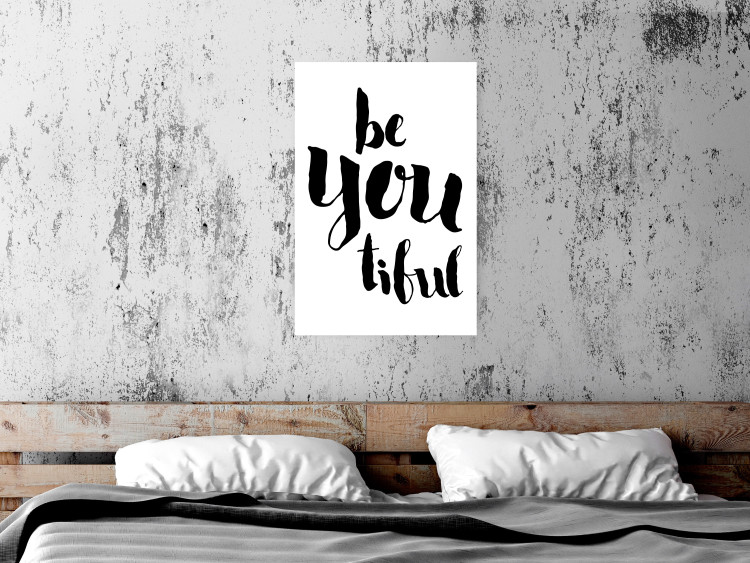 Poster Be-you-tiful - simple black and white composition with English quotes 128917 additionalImage 4