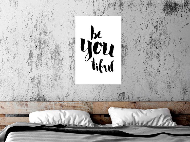 Poster Be-you-tiful - simple black and white composition with English quotes 128917 additionalImage 5
