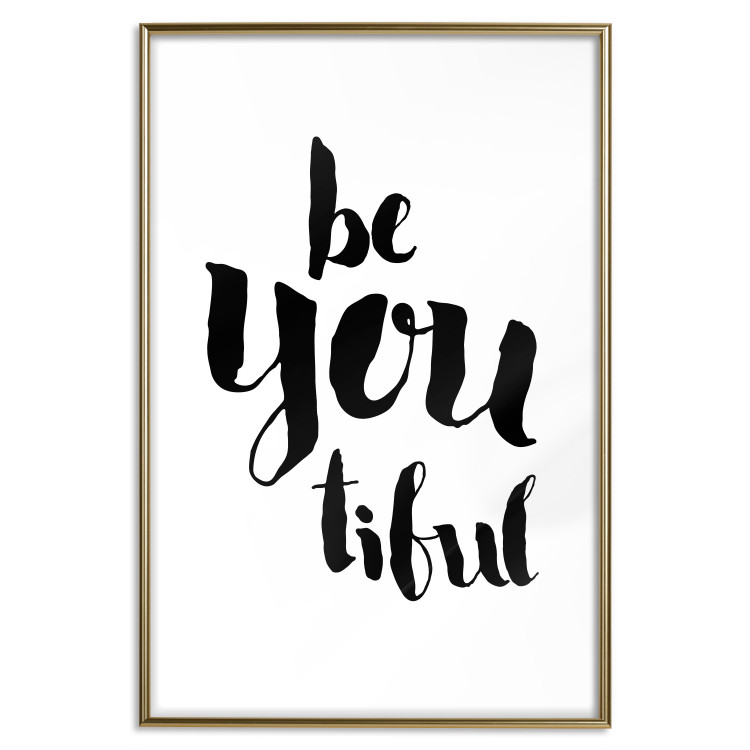 Poster Be-you-tiful - simple black and white composition with English quotes 128917 additionalImage 16