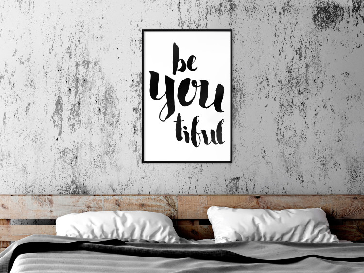 Poster Be-you-tiful - simple black and white composition with English quotes 128917 additionalImage 6