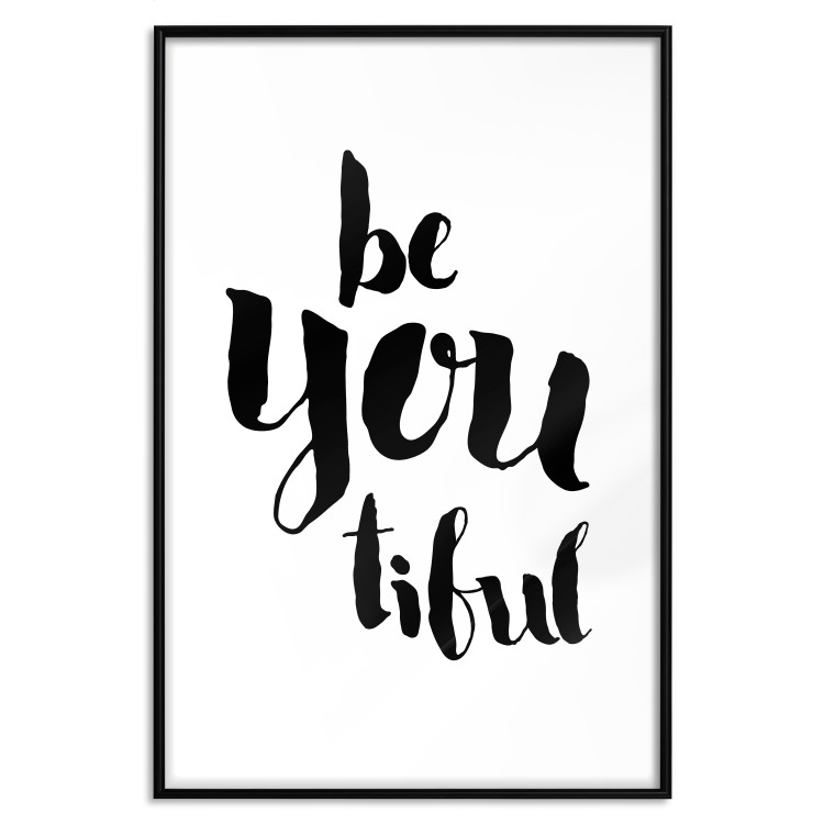 Poster Be-you-tiful - simple black and white composition with English quotes 128917 additionalImage 17