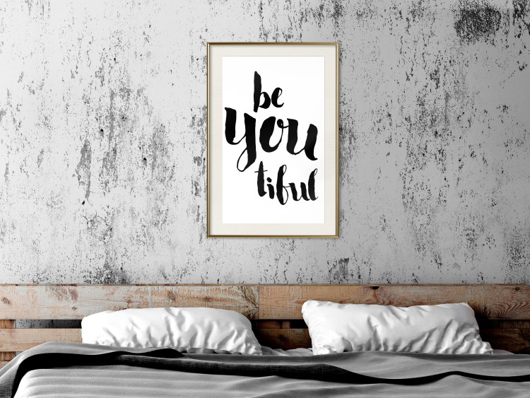 Poster Be-you-tiful - simple black and white composition with English quotes 128917 additionalImage 22