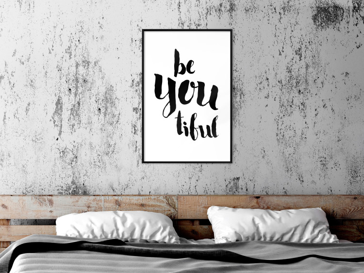 Poster Be-you-tiful - simple black and white composition with English quotes 128917 additionalImage 23