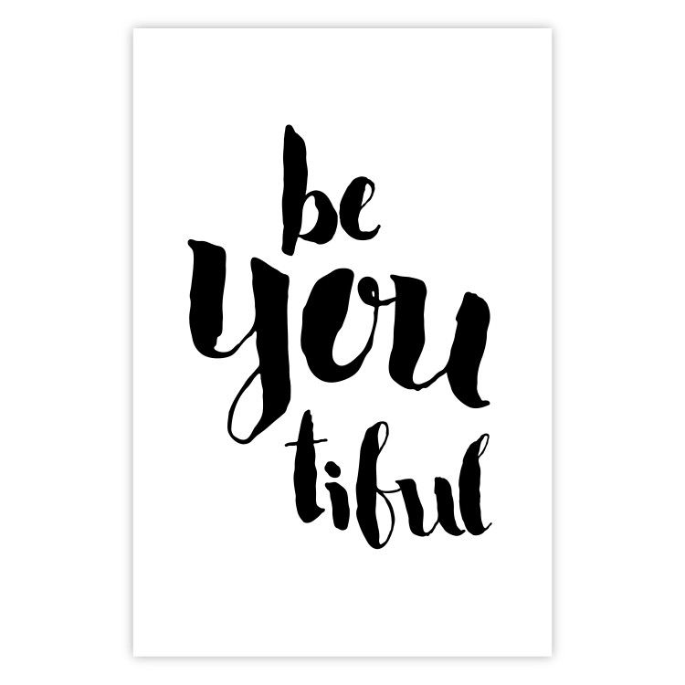 Poster Be-you-tiful - simple black and white composition with English quotes 128917 additionalImage 25