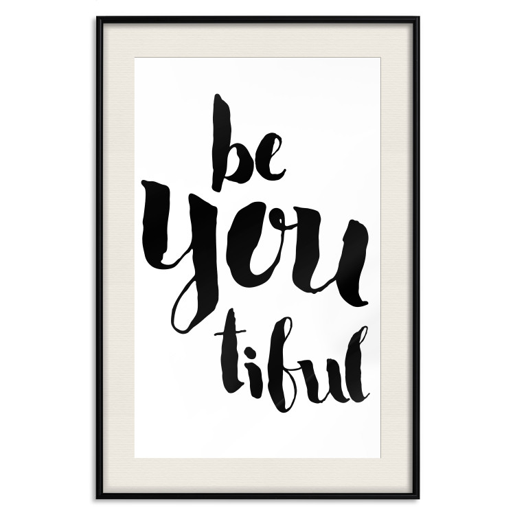 Poster Be-you-tiful - simple black and white composition with English quotes 128917 additionalImage 19