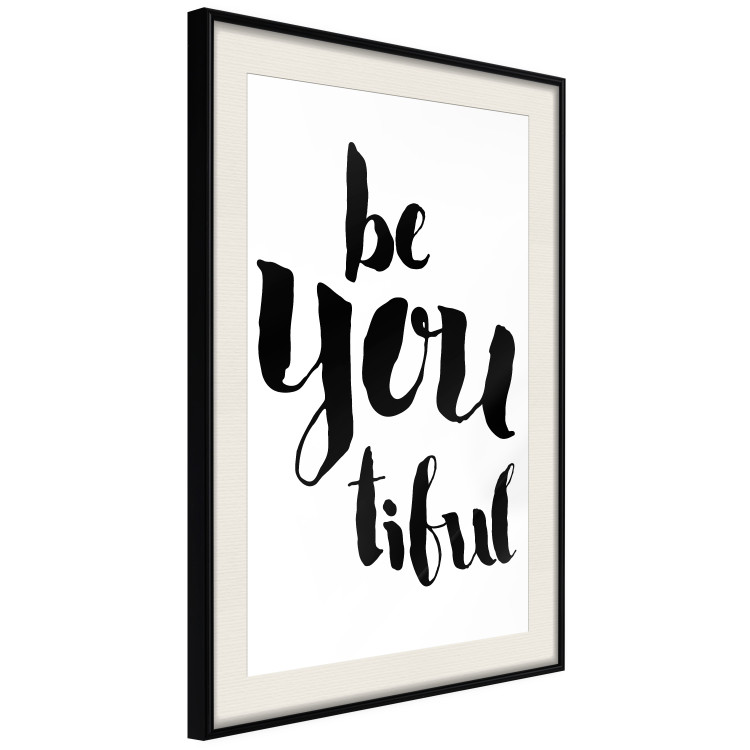Poster Be-you-tiful - simple black and white composition with English quotes 128917 additionalImage 2