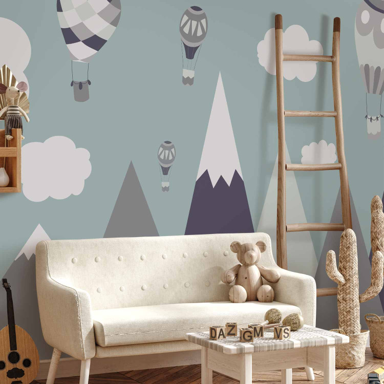 Wall Mural Fairyland - mountain landscape with balloons and clouds for a child 135417 additionalImage 2