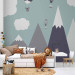 Wall Mural Fairyland - mountain landscape with balloons and clouds for a child 135417