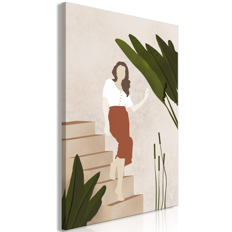 Canvas Art Print Woman going down the stairs - Scandi Boho style composition 136517 additionalImage 2