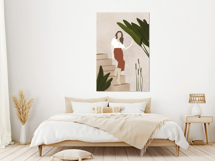 Canvas Art Print Woman going down the stairs - Scandi Boho style composition 136517 additionalImage 3