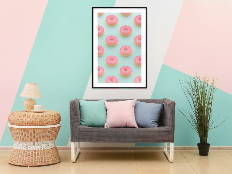 Wall Poster Pastel Donuts - pastel composition of donuts on a blue background 138217 additionalImage 17