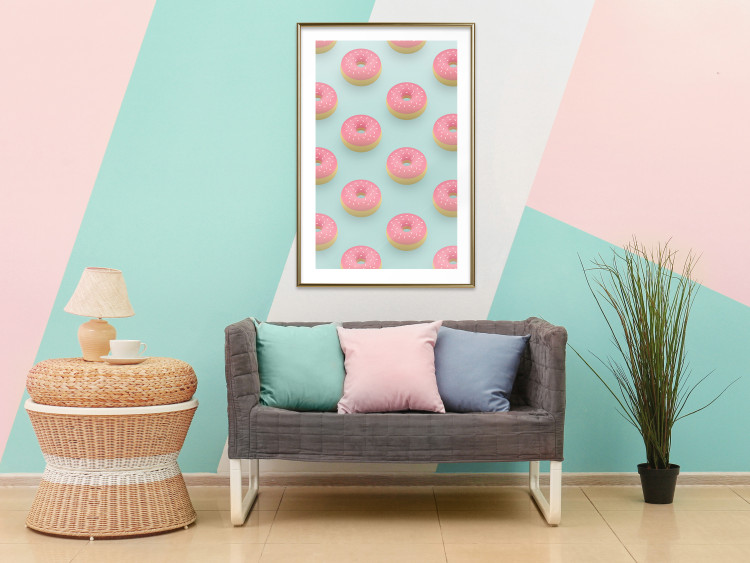 Wall Poster Pastel Donuts - pastel composition of donuts on a blue background 138217 additionalImage 18