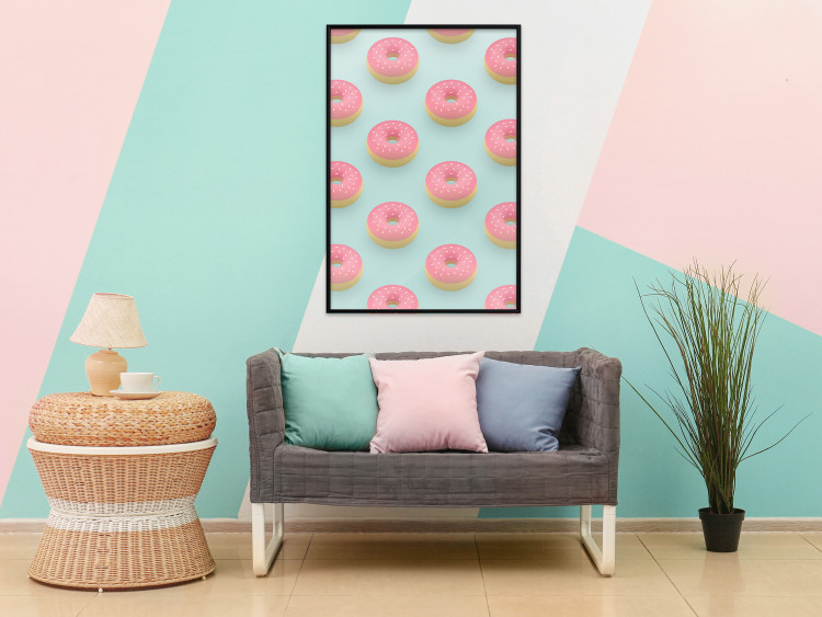 Wall Poster Pastel Donuts - pastel composition of donuts on a blue background 138217 additionalImage 14