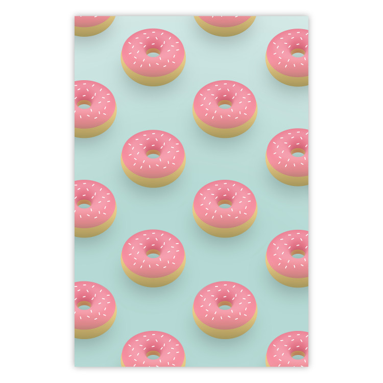 Wall Poster Pastel Donuts - pastel composition of donuts on a blue background 138217