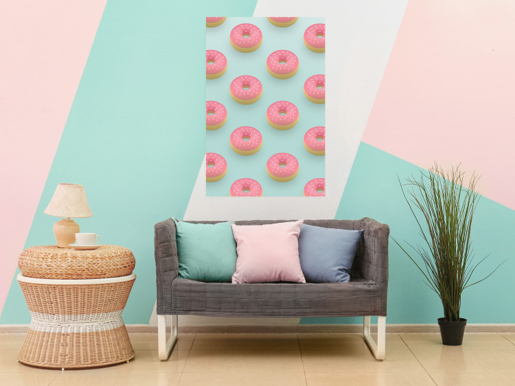 Wall Poster Pastel Donuts - pastel composition of donuts on a blue background 138217 additionalImage 16