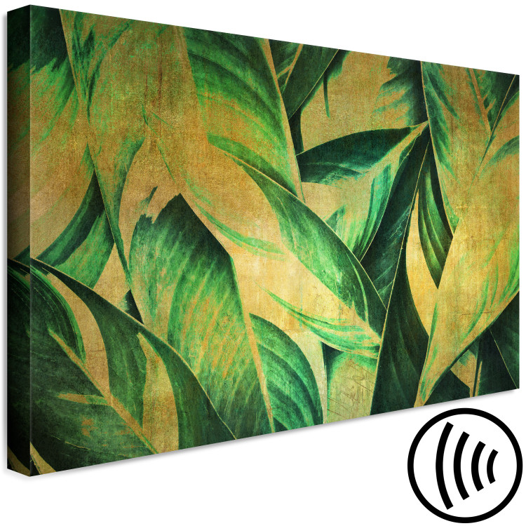 Canvas Art Print Leaves in Gold (1-piece) - close-up landscape with plants 142517 additionalImage 6