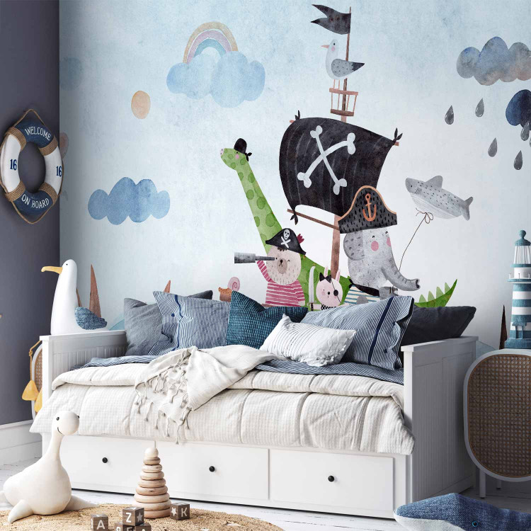 Wall Mural Adventure at sea - painted pirate ship with animals for children 142717 additionalImage 7