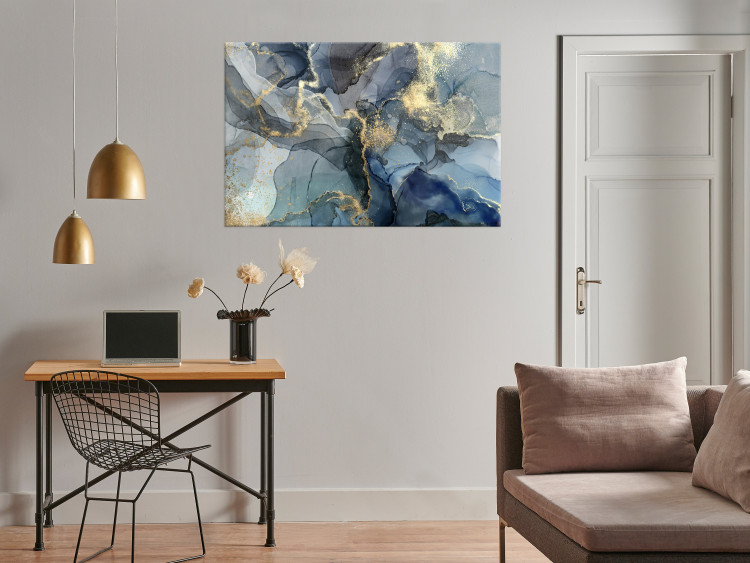 Canvas Print Playful Stream (1-piece) Wide - abstraction with a hint of gold 142817 additionalImage 3