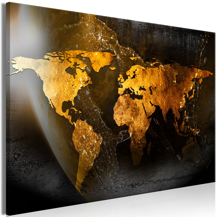Canvas Art Print Sparkle of Hope (1-piece) Wide - golden world map on a planetary background 143417 additionalImage 2
