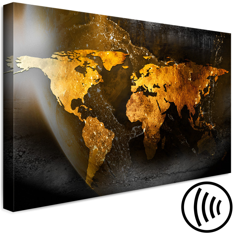 Canvas Art Print Sparkle of Hope (1-piece) Wide - golden world map on a planetary background 143417 additionalImage 6